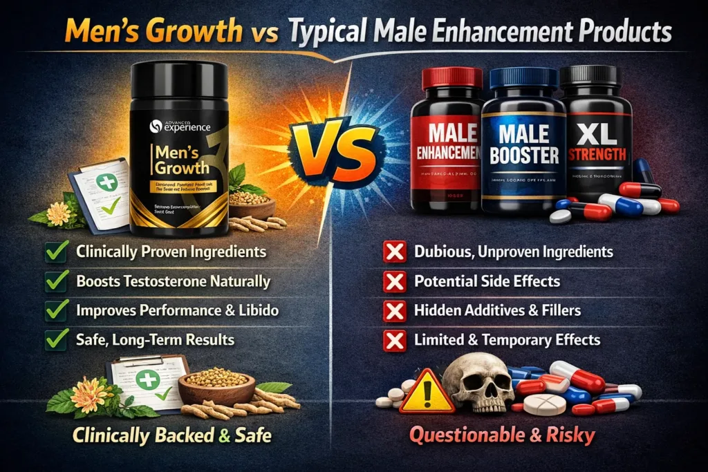 Comparison Men’s Growth vs Typical Male Enhancement Products