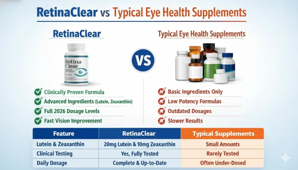 Comparison RetinaClear vs Typical Eye Health Supplements