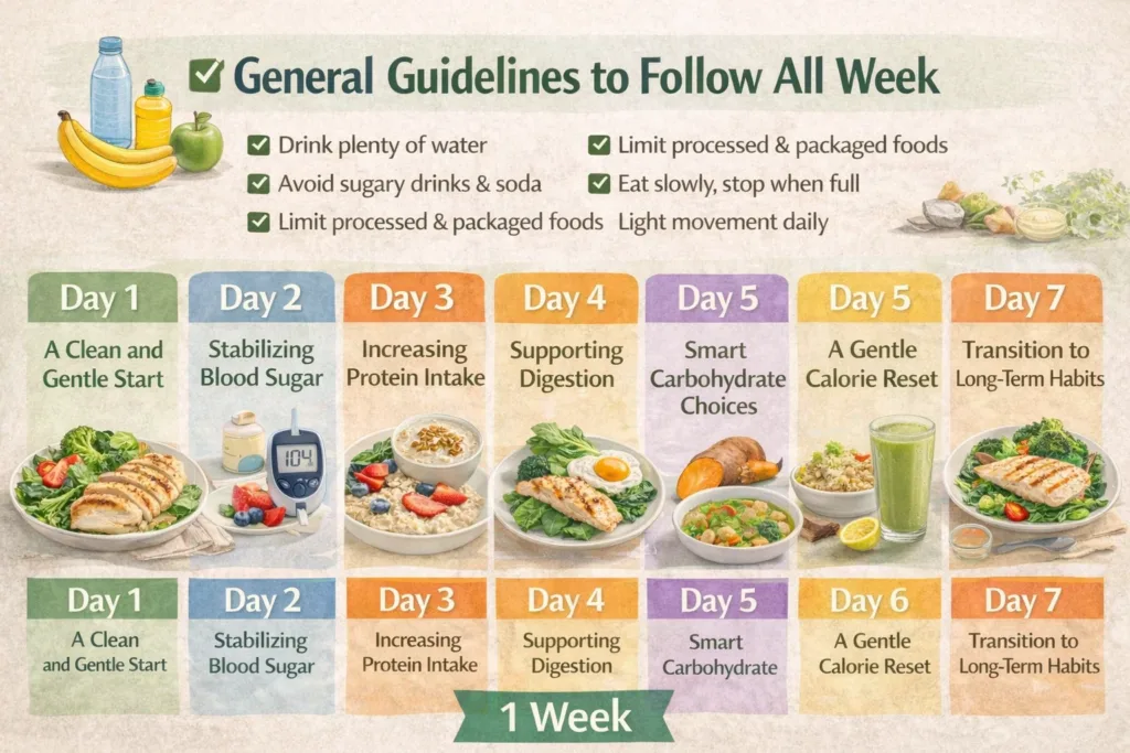 7-Day Weight Loss Diet Plan: A Simple, Realistic Approach That Actually Works 1 General Guidelines to Follow All Week